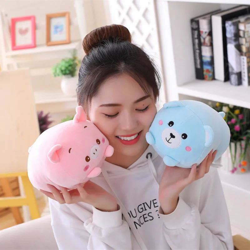 1pc 18-25CM Kawaii Cartoon Animal Plush Toys Black Cat Panda Pig Elephant Frog Dinosaur Stuffed Soft Baby Doll Kids Lovely Gifts