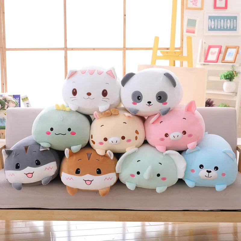 1pc 18-25CM Kawaii Cartoon Animal Plush Toys Black Cat Panda Pig Elephant Frog Dinosaur Stuffed Soft Baby Doll Kids Lovely Gifts